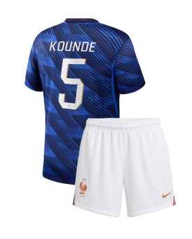 Billige Fotballdrakt Frankrike Jules Kounde #5 Replika Hjemmedraktsett Barn VM 2026 Kortermet (med bukser)
